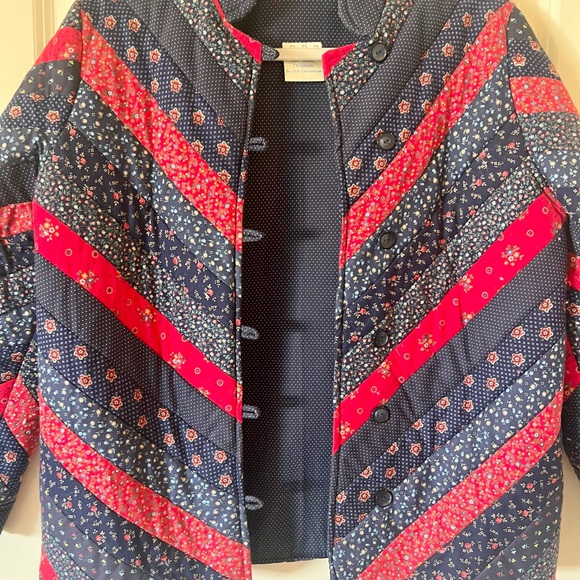 Handmade Quilt jacket Blue and Red Calico prints Americana - Picture 4 of 10